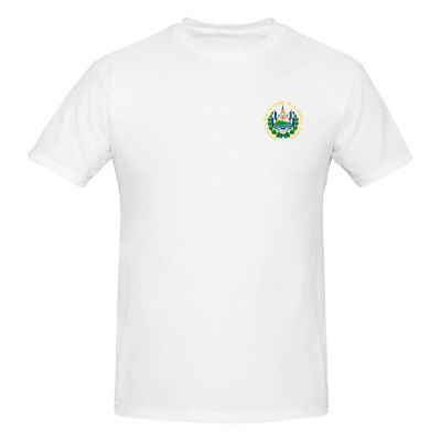 Coat of Arms of El Salvador Men'S Cotton Short Sleeved T-Shirt Crewneck Classic Breathable Tees 3X-Large White