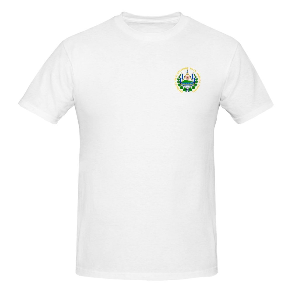 Coat of Arms of El Salvador Men'S Cotton Short Sleeved T-Shirt Crewneck Classic Breathable Tees 3X-Large White