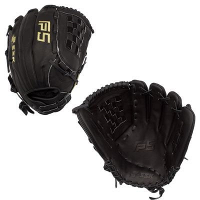 SSK FP5 Fastpitch Softball Glove Infield - Outfield - Pitcher 11.5-11.75-12-12.25-12.5-12.75-13 Right & Left Hand Throw (Black/Gold - Basket Web, 12.5" - Right Hand Throw)