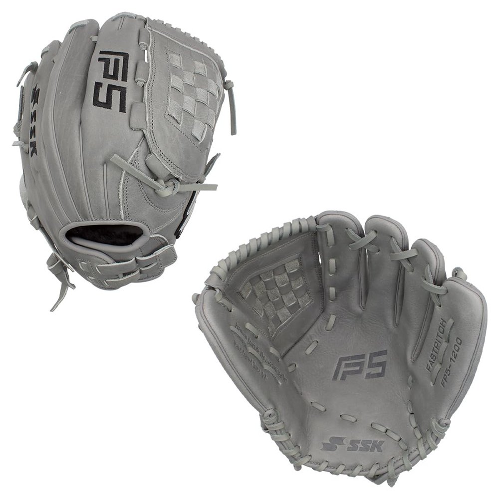 SSK FP5 Fastpitch Softball Glove Infield - Outfield - Pitcher 11.5-11.75-12-12.25-12.5-12.75-13 Right & Left Hand Throw (Grey - Basket Web, 12" - Right Hand Throw)
