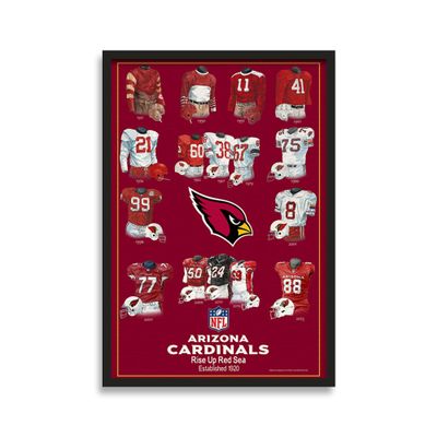 Sporticulture NFL Football Wall Art Print Framed - Arizona Cardinals Poster Team Uniform Heritage Jersey Wall Decor - NFL Football Posters for Boys Bedroom & Decorations for Man Cave, 19.5x25