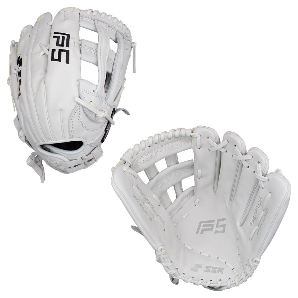 SSK FP5 Fastpitch Softball Glove Infield - Outfield - Pitcher 11.5-11.75-12-12.25-12.5-12.75-13 Right & Left Hand Throw (White-H Web, 13" - Right Hand Throw)