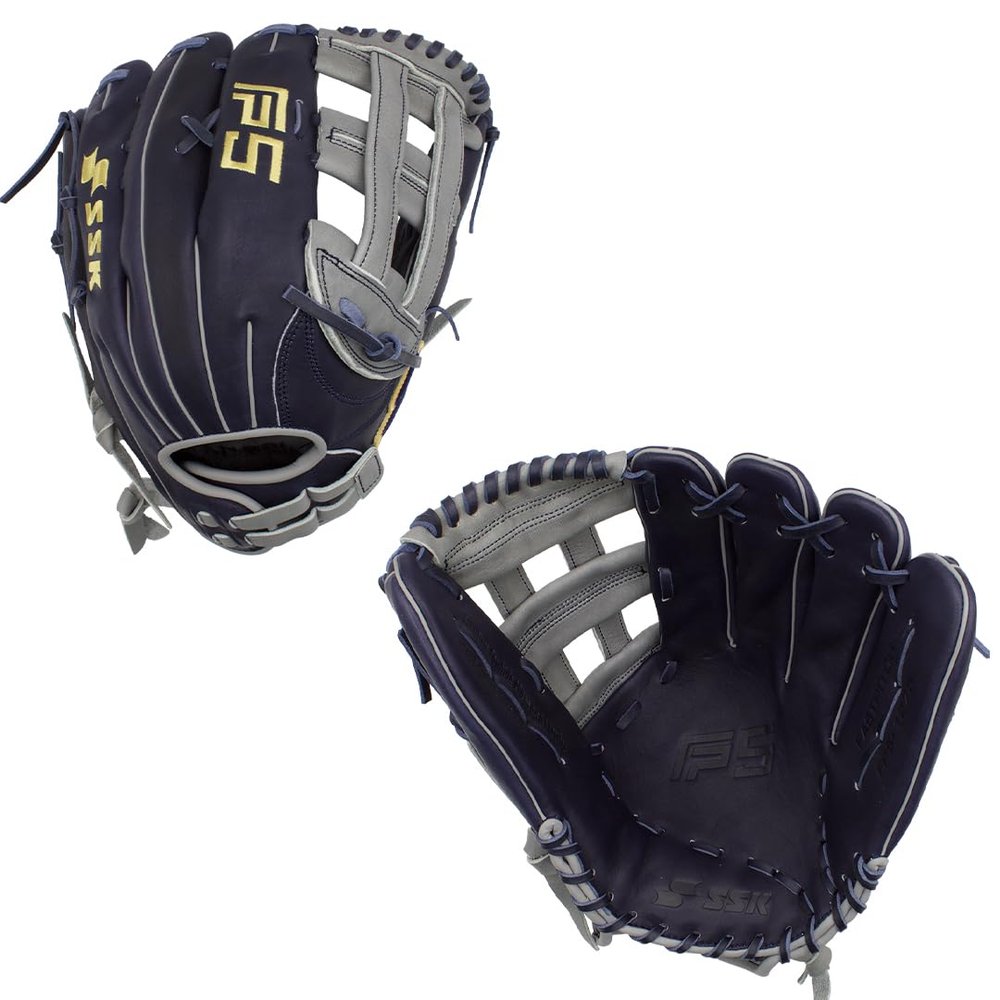 SSK FP5 Fastpitch Softball Glove  Infield - Outfield - Pitcher  11.5-11.75-12-12.25-12.5-12.75-13 Right & Left Hand Throw (Navy/Grey - H Web, 12.75" - Left Hand Throw)