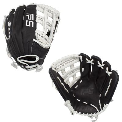 SSK FP5 Fastpitch Softball Glove Infield - Outfield - Pitcher 11.5-11.75-12-12.25-12.5-12.75-13 Right & Left Hand Throw (Black/White-H Web, 12.5" - Left Hand Throw)