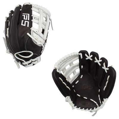 SSK FP5 Fastpitch Softball Glove Infield - Outfield - Pitcher 11.5-11.75-12-12.25-12.5-12.75-13 Right & Left Hand Throw (Black/White - H Web, 12" - Right Hand Throw)