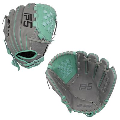 SSK FP5 Fastpitch Softball Glove Infield - Outfield - Pitcher 11.5-11.75-12-12.25-12.5-12.75-13 Right & Left Hand Throw (Grey/Mint - Basket Web, 11.5" - Left Hand Throw)
