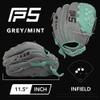 SSK FP5 Fastpitch Softball Glove  Infield - Outfield - Pitcher  11.5-11.75-12-12.25-12.5-12.75-13 Right & Left Hand Throw (Grey/Mint - Basket Web, 11.5" - Left Hand Throw) view 2