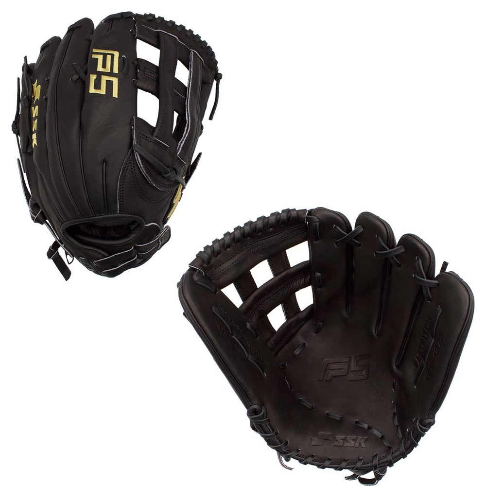 SSK FP5 Fastpitch Softball Glove Infield - Outfield - Pitcher 11.5-11.75-12-12.25-12.5-12.75-13 Right & Left Hand Throw (Black/Gold - H Web, 12.75" - Left Hand Throw)