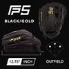 SSK FP5 Fastpitch Softball Glove Infield - Outfield - Pitcher 11.5-11.75-12-12.25-12.5-12.75-13 Right & Left Hand Throw (Black/Gold - H Web, 12.75" - Left Hand Throw) view 2