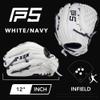SSK FP5 Fastpitch Softball Glove Infield - Outfield - Pitcher 11.5-11.75-12-12.25-12.5-12.75-13 Right & Left Hand Throw (White/Navy - Basket Web, 12" - Right Hand Throw) view 2