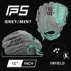 SSK FP5 Fastpitch Softball Glove  Infield - Outfield - Pitcher  11.5-11.75-12-12.25-12.5-12.75-13 Right & Left Hand Throw (Grey/Mint - Laced Basket Web, 12" - Left Hand Throw) view 2