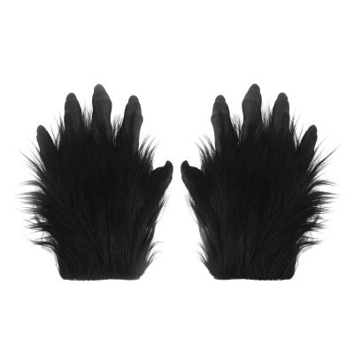 Adult Halloween Gorilla Gloves Animal Costume Paws Cosplay Faux Fur Plush Hairy Claw Hands Monster Costume Accessory 1 Pairs
