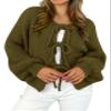 MASCOMODA 2025 Bow Tie Front Cardigan Sweaters for Women Fall Winter Oversized Long Sleeve Open Front Chunky Sweater Coats(Army Green,Large) view 1