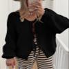 MASCOMODA 2025 Bow Tie Front Cardigan Sweaters for Women Fall Winter Oversized Long Sleeve Open Front Chunky Sweater Coats(Black,Small) view 2
