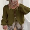 MASCOMODA 2025 Bow Tie Front Cardigan Sweaters for Women Fall Winter Oversized Long Sleeve Open Front Chunky Sweater Coats(Army Green,X-Large) view 2