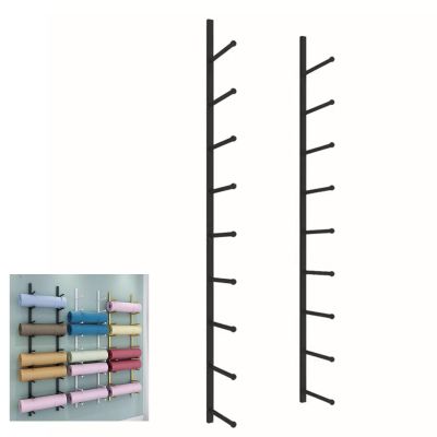 Oracra Yoga Mat Holder Metal Yoga Mat Rack Holder White/Gold/Black, 155cm Wall Mounted Exercise Mats Storage Shelf, Multi-Layer Gym Yoga Studio School Organizer Racks(Black)
