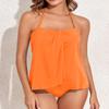 Tempt Me Orange Two Piece Tankini Bathing Suits for Women Halter Bandeau Swim Top with Bottom Flyaway Tummy Control Swimsuit S view 3