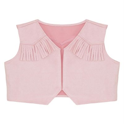Nikiikoo Kids Boys Western Cowboy Vest Suede Tassel Jacket Outerwear Top Halloween Party Fancy Outfits Pink A 4 Years