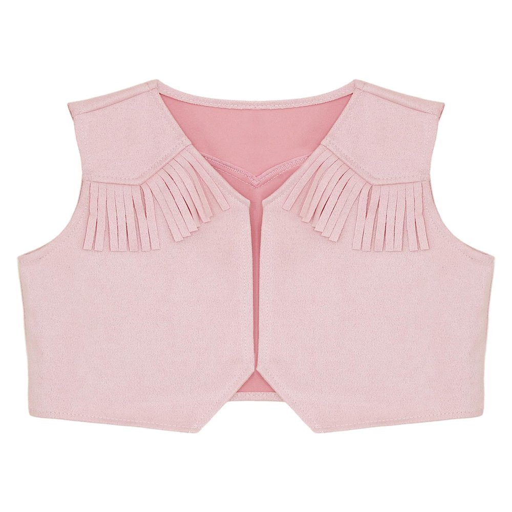 Nikiikoo Kids Boys Western Cowboy Vest Suede Tassel Jacket Outerwear Top Halloween Party Fancy Outfits Pink A 4 Years