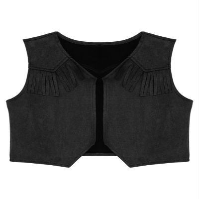Nikiikoo Kids Boys Western Cowboy Vest Suede Tassel Jacket Outerwear Top Halloween Party Fancy Outfits Black A 8 Years