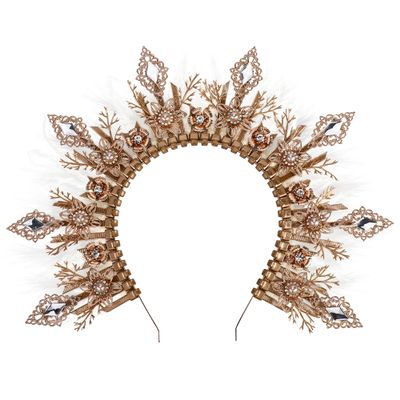 COSUCOS Fantasy Halo Crown Hedpiece, Zip Tie Goddess White Feather Crown