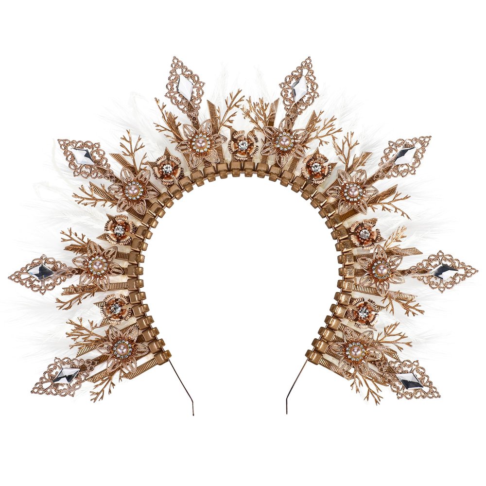 COSUCOS Fantasy Halo Crown Hedpiece, Zip Tie Goddess White Feather Crown