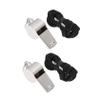 NULYLU 2pcs Sturdy Metal Whistles with Lanyard for Referees Crisp Sound Emergency Whistles for Sports Camping and Training Durable Stainless Steel Design view 1