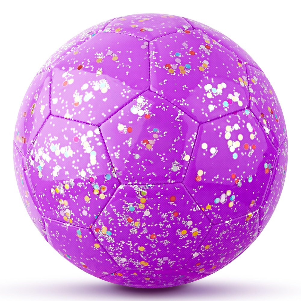 Alltheone Girls Soccer Balls Size 2, Sparkle Soccer Ball for Toddlers Kids Girls Outdoors Indoors Recreation Playing Birthday Easter Soccer Gifts