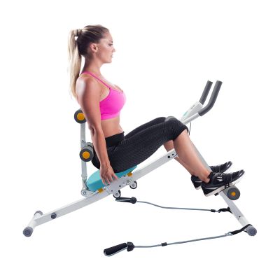 Ab Machine Whole Body Waist Trainer Workout Bench Core Exercise Abs Equipment For Home Gym Adjustable Abdominal Foldable Sit Up With Resistance Bands & Lcd Display Men Women Teens
