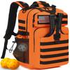 BISKLNDN Pickleball Backpack for Men and Women, Tactical Pickleball Paddle Bag with Molle System Design, Multi-Functional Pickleball Bag for Pickleball Lovers, Black + Orange view 1