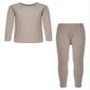 Hularka Kids Girls Boys Long Johns Set Solid Long Sleeve Base Layer Shirt Thermal Underwear Top with Leggings Pants Set Coffee 2-3 Years