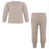 Hularka Kids Girls Boys Long Johns Set Solid Long Sleeve Base Layer Shirt Thermal Underwear Top with Leggings Pants Set Coffee 2-3 Years view 2