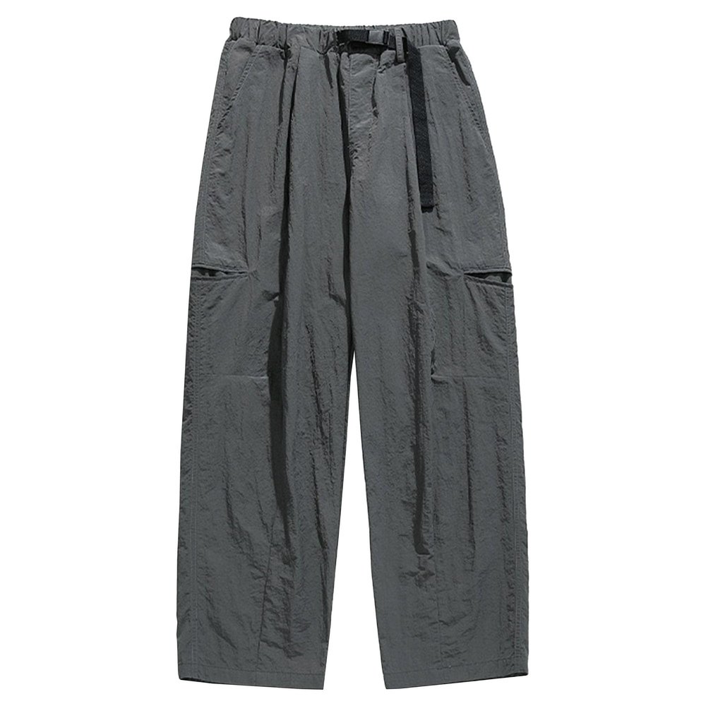 QOAAIE Men's Waterproof Hiking Pants Lightweight Outdoor Straight Leg Rain Pants Loose Fit Quick Drying Lounge Pants (Grey,Medium)