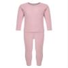 Hularka Kids Girls Boys Long Johns Set Solid Long Sleeve Base Layer Shirt Thermal Underwear Top with Leggings Pants Set Pink 5-6 Years view 3