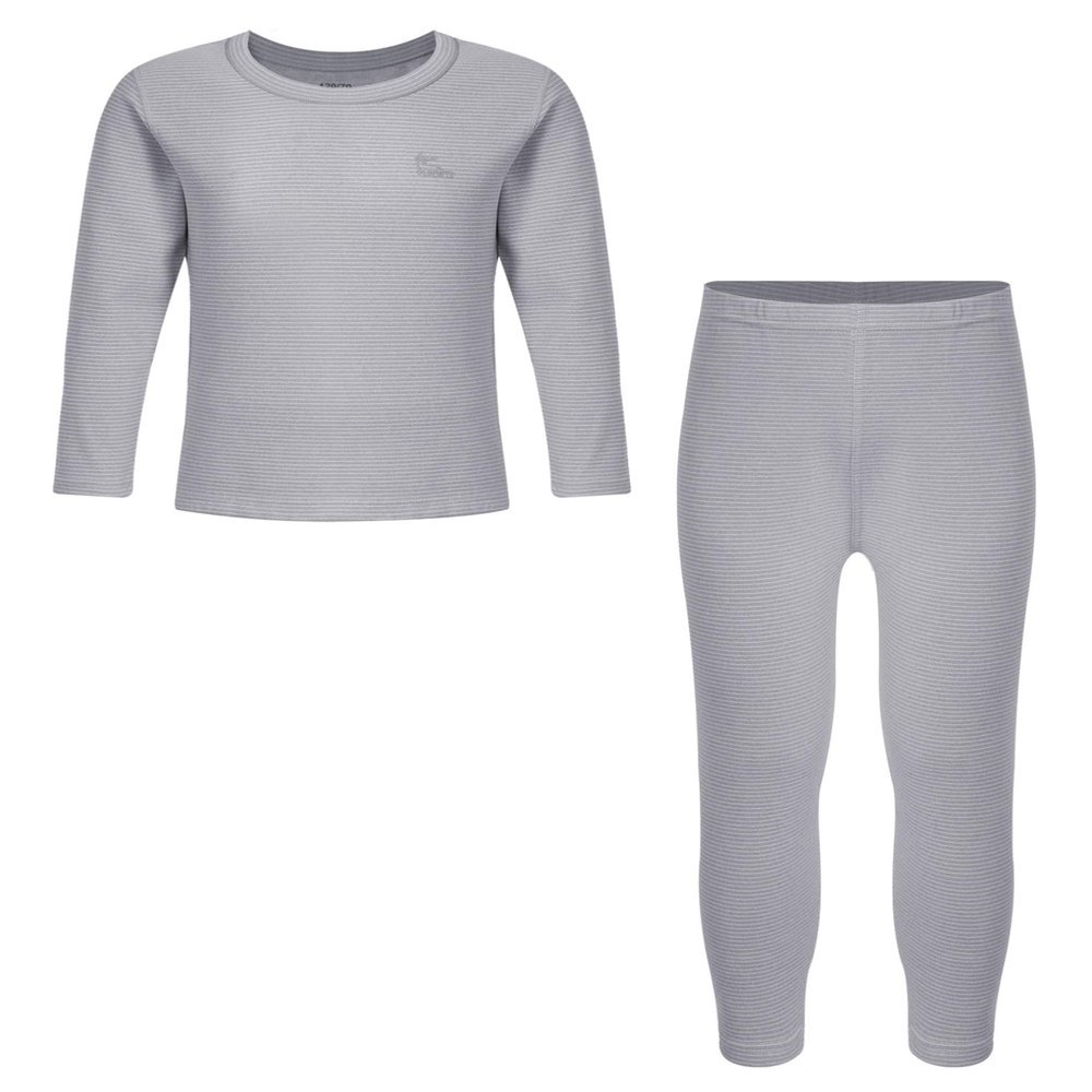 Hularka Kids Girls Boys Long Johns Set Solid Long Sleeve Base Layer Shirt Thermal Underwear Top with Leggings Pants Set Gray 2-3 Years