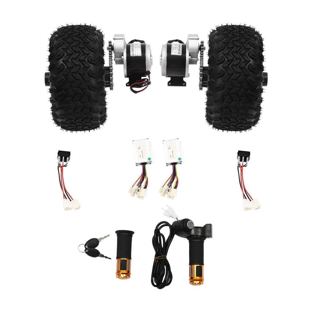 Motor Drive Air Wheel Conversion Kit, 10 Inch 24V 250W Double Wheel Set Wheel Kit With Digital Display Throttle for Electrical Beach Scooter, Small Go-Karts,Senior Mobility Scooters