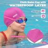 Aegend Fabric Swim Cap, Silicone Waterproof Layer - Breathable Cloth Swimming Cap, Keep Hair Dry with Hight Elasticity for Youth(8-16),2 Sizes to Choose (Pink, Small) view 2