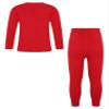 Hularka Kids Girls Boys Long Johns Set Solid Long Sleeve Base Layer Shirt Thermal Underwear Top with Leggings Pants Set Red 5-6 Years view 2