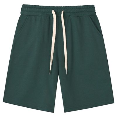 QOAAIE Men's Casual Cotton Shorts Drawstring Elastic Waist Jogger Shorts Athletic Workout Lounge Shorts with Pockets (Dark Green,X-Large)