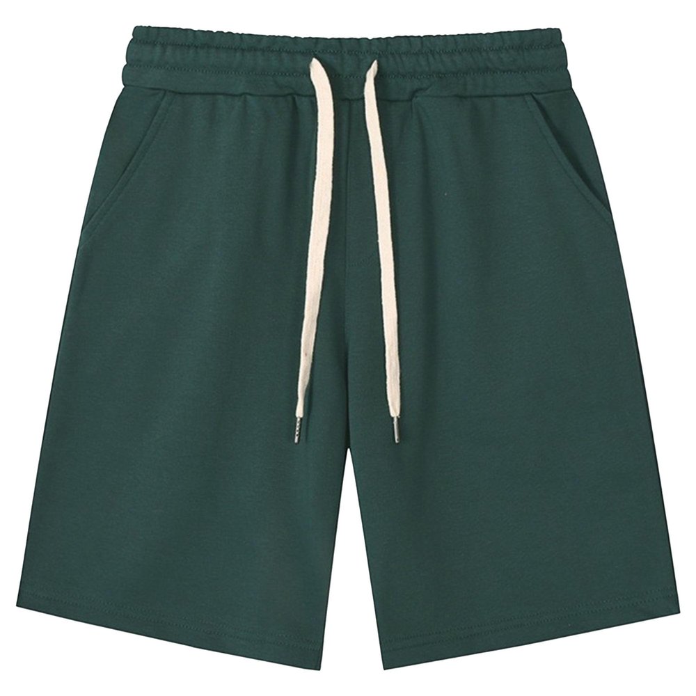 QOAAIE Men's Casual Cotton Shorts Drawstring Elastic Waist Jogger Shorts Athletic Workout Lounge Shorts with Pockets (Dark Green,X-Large)