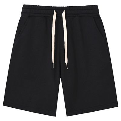 QOAAIE Men's Casual Cotton Shorts Drawstring Elastic Waist Jogger Shorts Athletic Workout Lounge Shorts with Pockets (Black,X-Large)