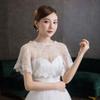 QIXIAMO Women Floral Lace Shawl Wrap Wedding Bridal Cover Up Tulle Shrug Cape view 2