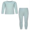 Hularka Kids Girls Boys Long Johns Set Solid Long Sleeve Base Layer Shirt Thermal Underwear Top with Leggings Pants Set Light Green 9-10 Years view 1