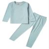 Hularka Kids Girls Boys Long Johns Set Solid Long Sleeve Base Layer Shirt Thermal Underwear Top with Leggings Pants Set Light Green 9-10 Years view 3