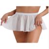 TiaoBug Women's See Through Sheer Mesh Ruffled Skirt Elastic Waistband Mini Skirt Beach Cover-ups White One Size view 1