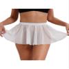 TiaoBug Women's See Through Sheer Mesh Ruffled Skirt Elastic Waistband Mini Skirt Beach Cover-ups White One Size view 2