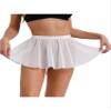 TiaoBug Women's See Through Sheer Mesh Ruffled Skirt Elastic Waistband Mini Skirt Beach Cover-ups White One Size view 3