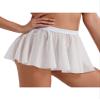 TiaoBug Women's See Through Sheer Mesh Ruffled Skirt Elastic Waistband Mini Skirt Beach Cover-ups White One Size view 4