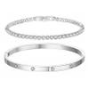 18K Gold Plated Dainty Tennis Bracelets Set 4mm/6mm Love Bangle Bracelets with 3mm/4mm Cubic Zirconia Classic Tennis Bracelet| Gold Bracelets for Women | Size 6.5/7/7.5 Inch (3mm&4mm Silver Tennis Bangle, 7 Inches) view 1