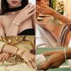 18K Gold Plated Dainty Tennis Bracelets Set 4mm/6mm Love Bangle Bracelets with 3mm/4mm Cubic Zirconia Classic Tennis Bracelet| Gold Bracelets for Women | Size 6.5/7/7.5 Inch (4mm&6mm Gold Tennis Bangle, 7 Inches) view 4